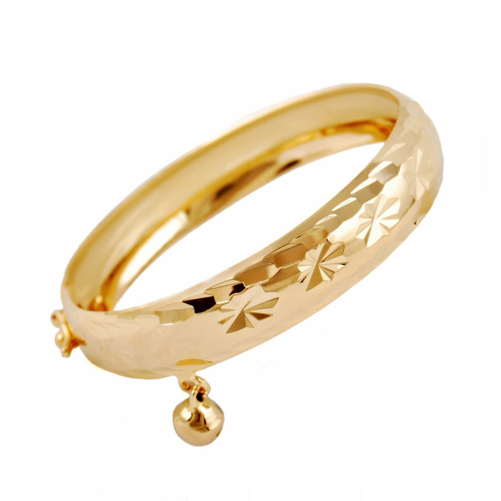 2020 Wholesale Fine Jewelry Flower Width 10mm Bangle Fashion Gold-Color bracelets for Girls Bracelet   Gift