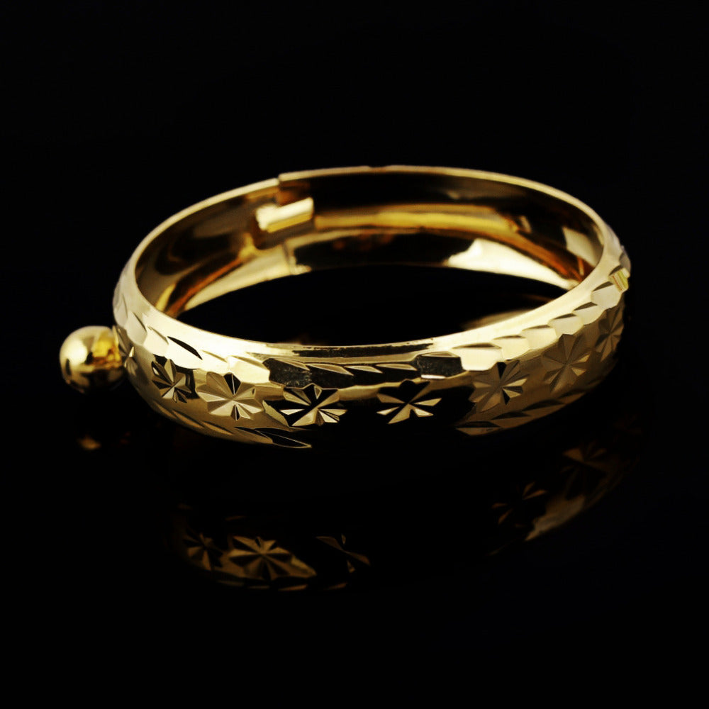 2020 Wholesale Fine Jewelry Flower Width 10mm Dangle Bell Bangle Fashion Gold-Color Bracelets Girls Bracelet