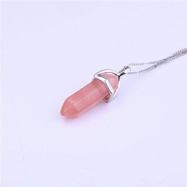 2021  Women Vintage Pendants Bullet Crystal Necklace Natural Stone Quartz Necklaces Bijoux Jewelry Collares Chain