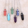 2021  Women Vintage Pendants Bullet Crystal Necklace Natural Stone Quartz Necklaces Bijoux Jewelry Collares Chain