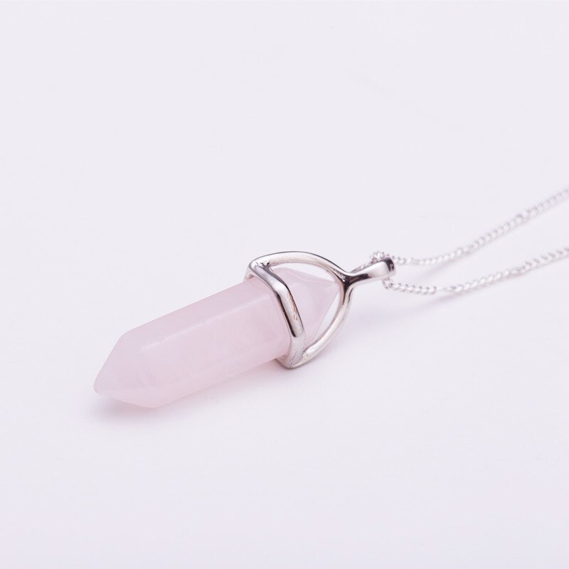 2021  Women Vintage Pendants Bullet Crystal Necklace Natural Stone Quartz Necklaces Bijoux Jewelry Collares Chain