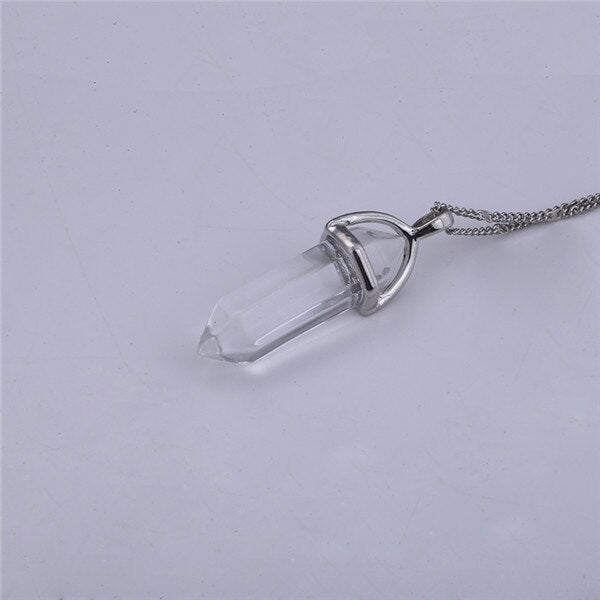 2021  Women Vintage Pendants Bullet Crystal Necklace Natural Stone Quartz Necklaces Bijoux Jewelry Collares Chain