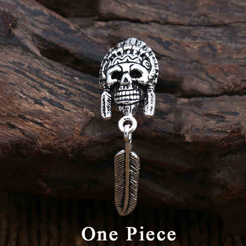 2020 Women Men Drop Earring 925 Sterling Silver Vintage Punk Skull Feather Dangle Luxury Earring Christmas gift Fine Jewelry FE8