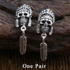 2020 Women Men Drop Earring 925 Sterling Silver Vintage Punk Skull Feather Dangle Luxury Earring Christmas gift Fine Jewelry FE8