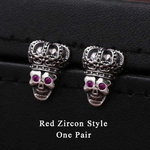 2020 Women Men Stud Earring 925 Sterling Silver Punk Vintage Inlaid Zircon Crown Skull Earring Christmas gift Fine Jewelry FE6