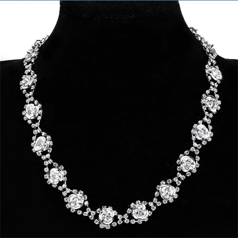 2020 choker necklace vintage statement pendant long necklace flower crystal necklace silver plated jewelry