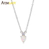 2020 dainty delicate jewelry 100% 925 sterling silver tear drop white fire opal small cute charm classic simple necklace 925