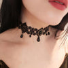 2021 Gothic Victorian Crystal Tassel Tattoo Choker Necklace Black Lace Choker Collar Vintage Women Wedding Jewelry