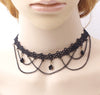 2021 Gothic Victorian Crystal Tassel Tattoo Choker Necklace Black Lace Collar Vintage Women Wedding Jewelry