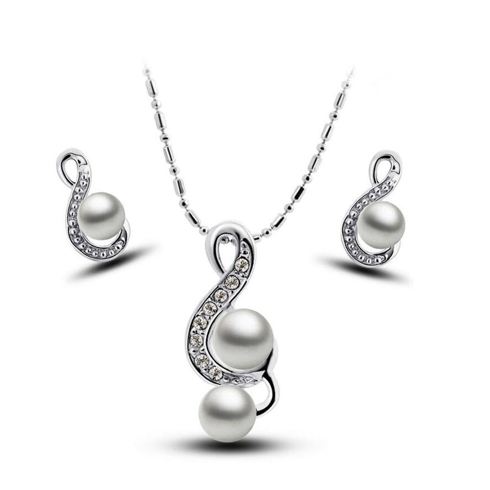 2020 music note happy gift women brand bridal Kate queen Simulated Pearl pendant Necklace Earrings chain Jewelry sets 29083