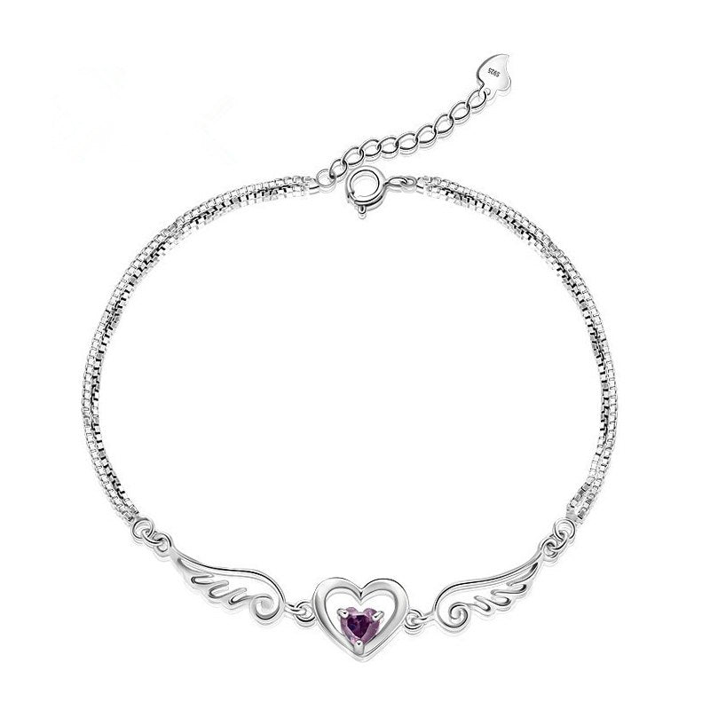 2020 new S925 standard silver Angel love Sterling Silver Bracelet Fine inl Heart Bracelet Lovers Gift