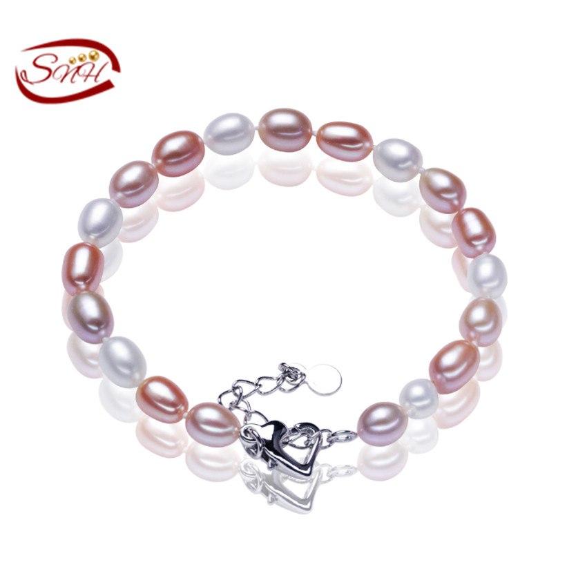 2020 new White pink purple 7-8mm AAA Natural Pearl Bracelets Best Gifts for women bracelet