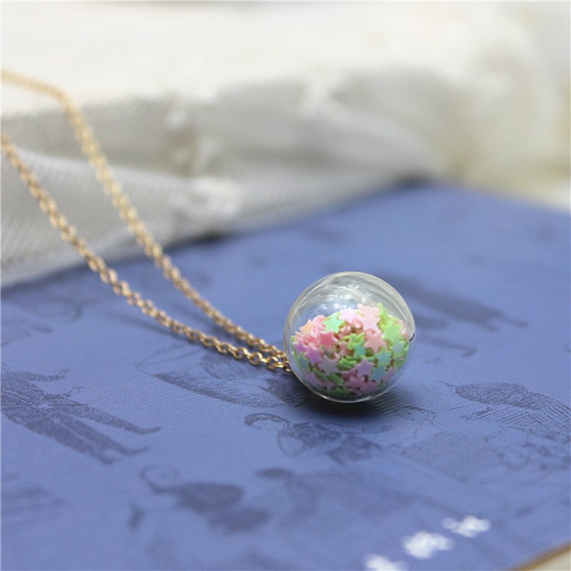 2020 new design summer style glass beads necklaces&pendants vintage simple colourful star statement cute necklace for women