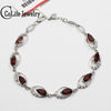 2020 new summer fashion silver bracelet 8 pcs natural garnet bracelet solid 925 silver gemstone bracelet for evening party