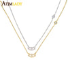 2020 sparking dainty thin chain fine silver 925 jewelry cute tiny bezel cz connector women charm necklace