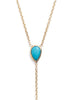2020 summer new arrive gold silver color 100% 925 sterling silver tear drop turquoises stone Y lariat ladies necklace