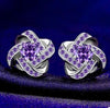 2020 100% Real 925 Sterling Silver Purple Cubic Zirconia Stud Earrings Luxurious Jewelry Gifts For Ladies Women