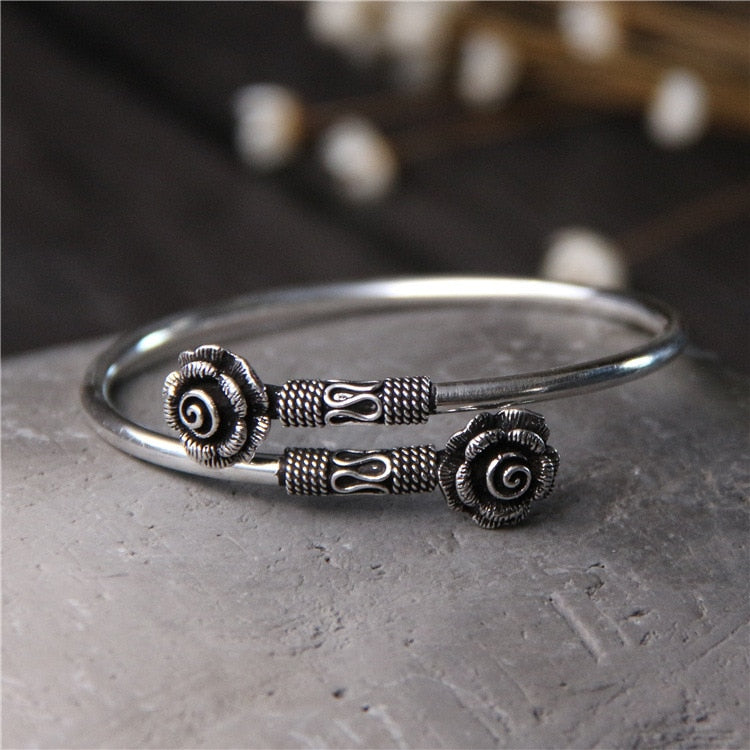 2020 Armbanden Voor Vrouwen Ms Chiang Mai Thai 925 Sterling Bracelet Open Personality Roses Hand Ring Restoring Ancient Ways