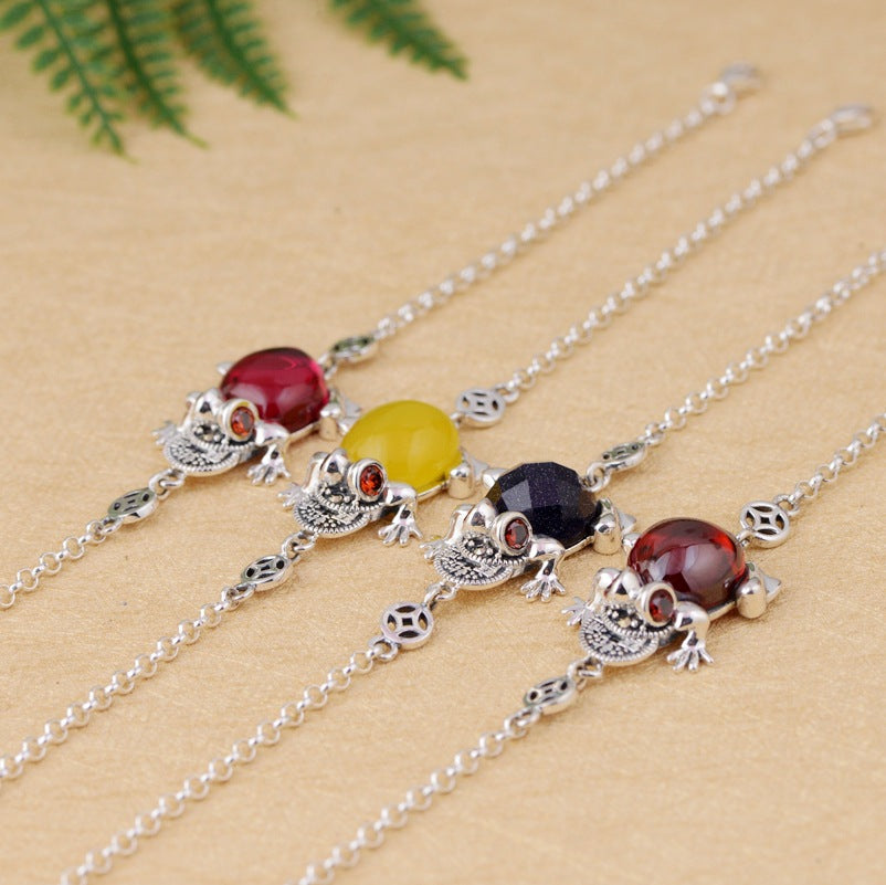 2020 Armbanden Voor Vrouwen Thai Wholesale S925 Pure Inl Bracelet For Frogs Archaize Style Female Of Sand Spar New Products