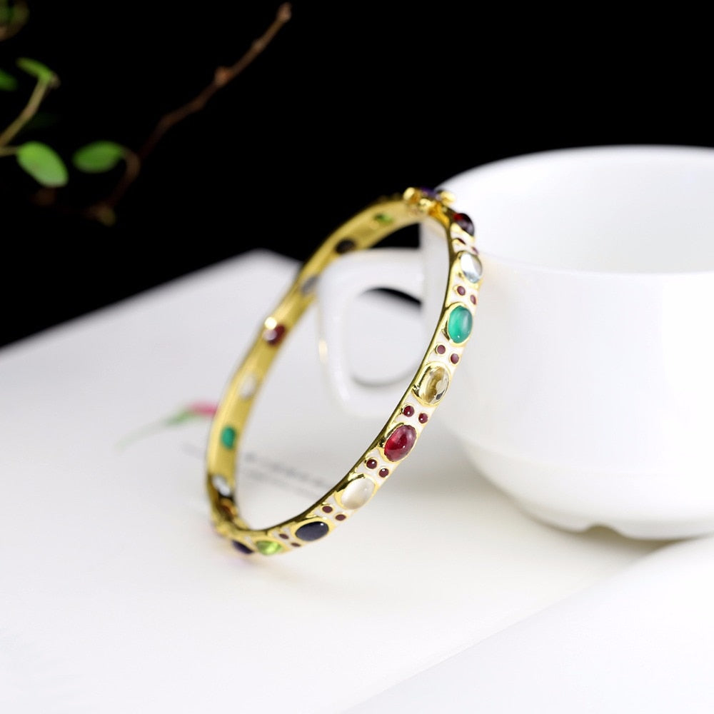 2020 Authentic Gemstone Bracelet & Bangle For Women Ethnic Handmade Colorful Gemstone Women Bangles Jewelry Pulseira Feminina