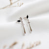 2020 Black Zircon Leaf Earrings Real 925 Sterling Silver Fine Gemstones Jewelry for Women Trendy Earrings