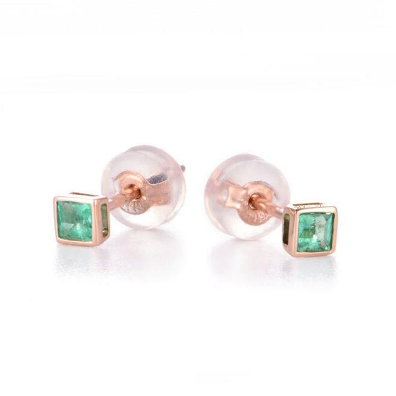 2020 Brand Small Square Zircon Piercing Earrings For Women Green Crystal Fashion Stud Earrings 18K Gold Wedding Jewelry Gifts