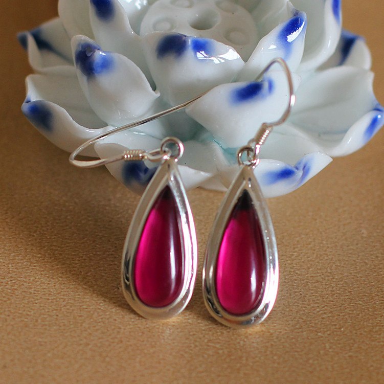 2020 Brinco Amethyst Wholesale S925 Water Drop With Corundum Eardrop Exquisite Female Model New Products Sell Like Hot Cakes