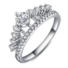 2020 Color Silver My Princess Queen Crown Engagement Ring with Clear CZ Authentic Sterling-Silver-Jewelry MJ153