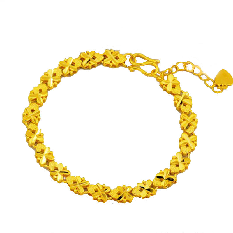 2020 Creativity 24K Four Leaves Grass Modeling Handmade Jewelry New Fashion Women Birthd Party Fine Gift Accessory