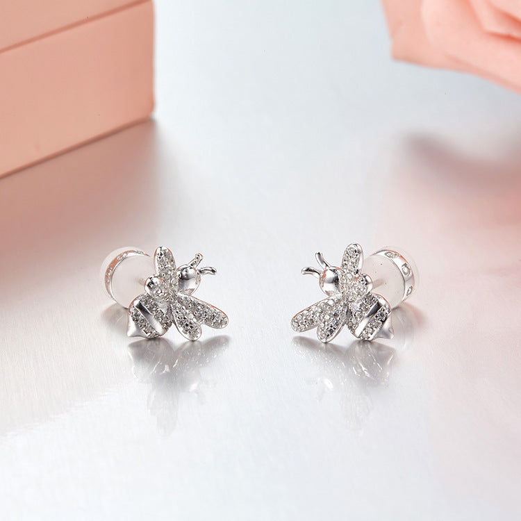 2020 Cute Animal BEE Stud Earring Jewelry Luxury Style 3 Colors 925 Sterling Sliver Bee Ear Earrings For Women Gift