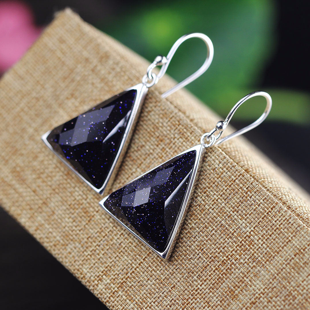 2020 Earings Fashion Jewelry Of Earrings Are Pure Handmade Sterling Jewelry Wholesale S925 Triangle Section Lady Sand Stone