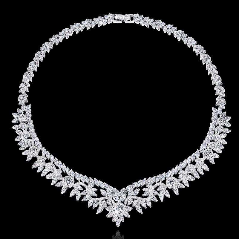 2020 Europe New Luxury Fashion Wedding Engagement Jewelry Crystal Necklace for Women Charm Bridal Fine Gift Jewelry Accessory