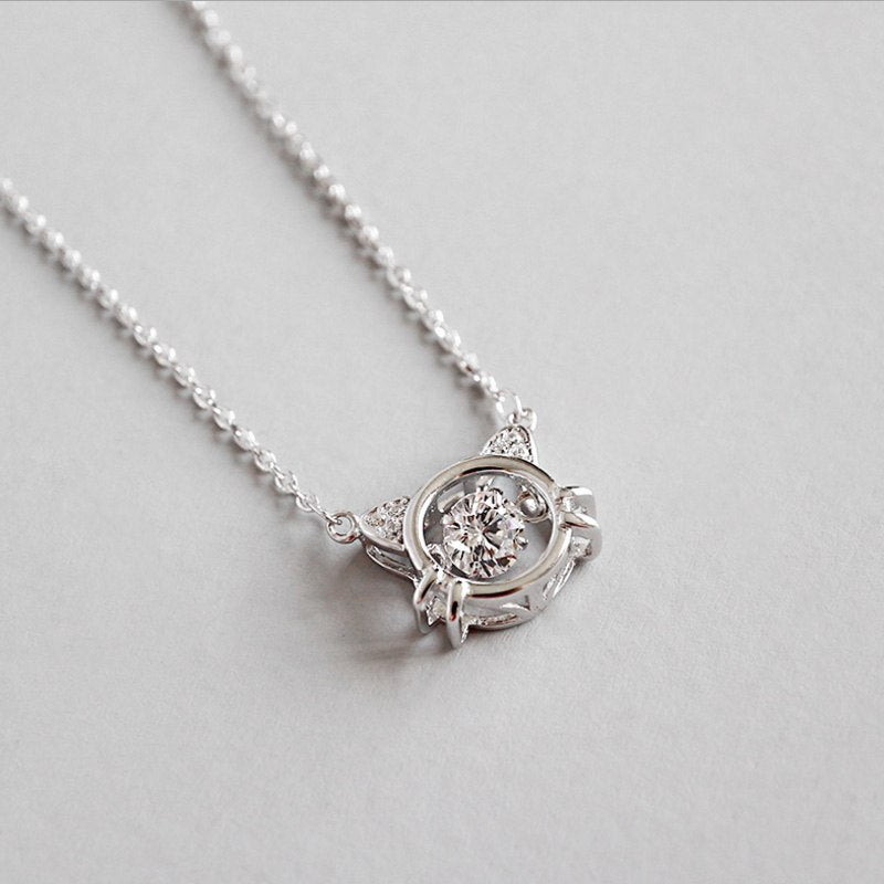 2020 Exquisite 925 Sterling Silver CZ Zircon Crystal Kitty Necklace Earring Jewelry For Woman Girls Lovely Gift