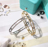 2020 Exquisite stainless steel T letter roman number with cz stones cuff bangle for women top quality fine jewelry