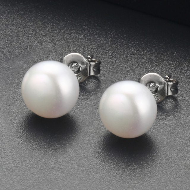 2020 Fashion 100% genuine 925 sterling silver pink pearl earrings fashion jewelry silver stud earrings for women gift