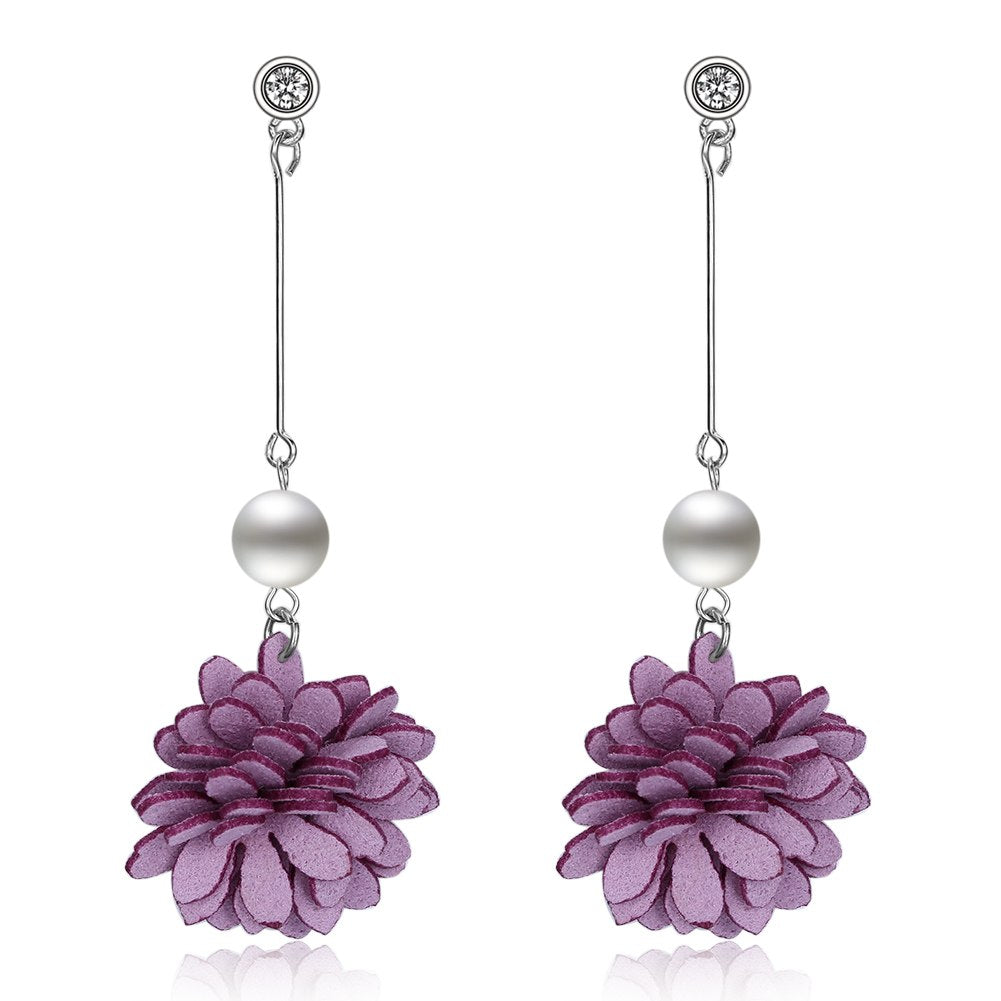 2020 Fashion 925 Sterling Silver Earrings Female Jewelry Flower Long Drop Earring Elegant Women Pearl Earrings Jewelry Gifts