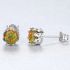 2020 Fashion Fire Opal Stud Earrings For Women Bridal 925 Sterling Silver Wedding Party Small round Earrings Brinco simple Ear