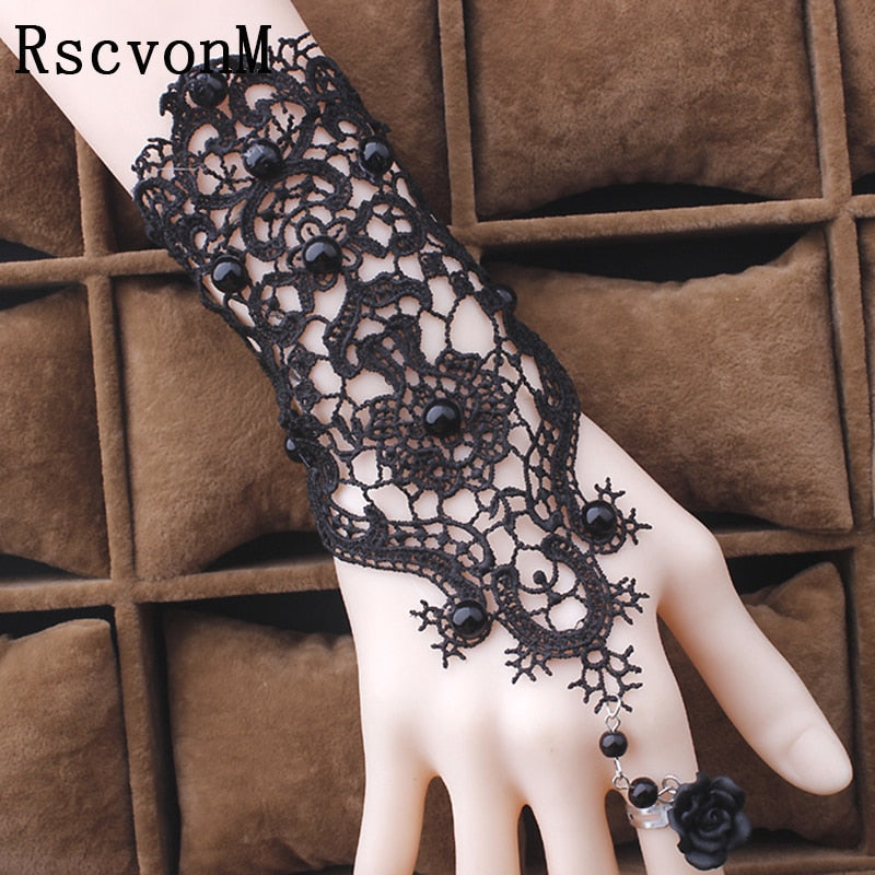 2020 Fashion Gothic Tattoo Tassel Lace Rose Bracelet Classical Women's Retro Vintage Charms Bracelet for Wedding Jewelry