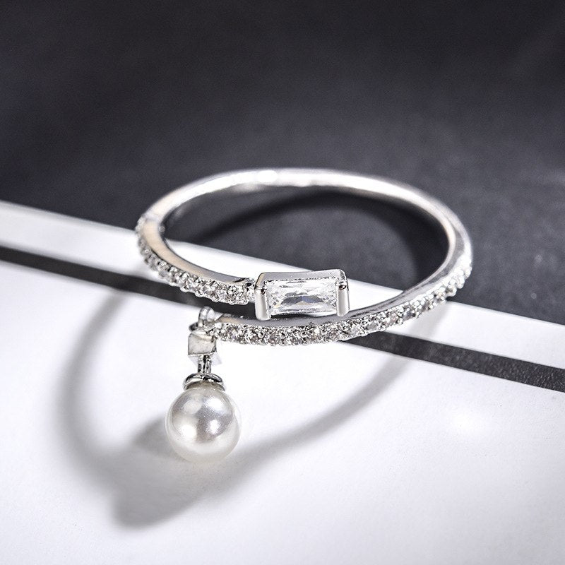 2020 Fashion Jewelry Crystal from Swarovski New Micro Pearl Zircon Ring For Women and Female Temperament Ring Fit Wedding Party
