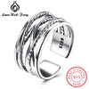 2020 Fashion New Women Rings Solid 925 Sterling Silver Multi Line Wide Ring Jewelry Adjustable Size (Lam Hub Fong)