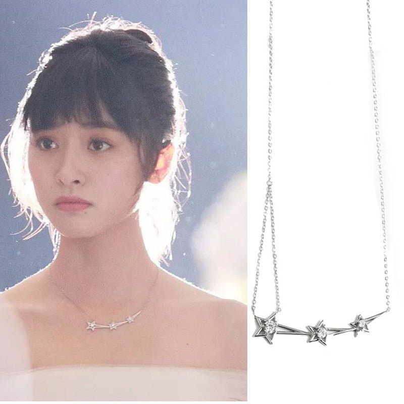 2020 Fashion Popular Exquisite Meteor garden Same Style Geometric Star S925 Silver Necklace For Women Fine Jewelry Gift