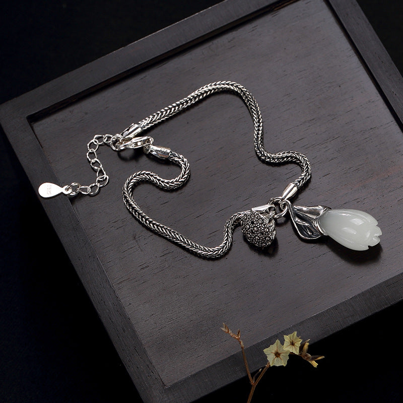 2020 Fashion Silver S925 Pure Silver Natural And Tian Yuyu Orchid Lotus.