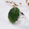 2020 Fashion Silver S925 Pure Silver Retro Natural Hetian Jade Jasper Mosaic Lady High-end Open Ring Ring Wholesale