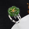 2020 Fashion Silver S925 Sterling Silver Gilded Antique Mosaic And Jade Jade Mei Flower Lady Open Ring Ring Wholesale