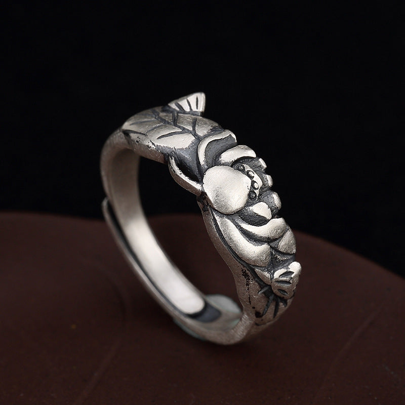2020 Fashion Silver S990 Lotus Root Lotus Leaf Ring