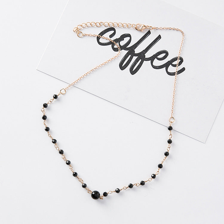 2020 Fashion Simple Fine Black Stone Beaded Rope Short Collar Chokers Necklace for Women Jewelry Accessories Z4304