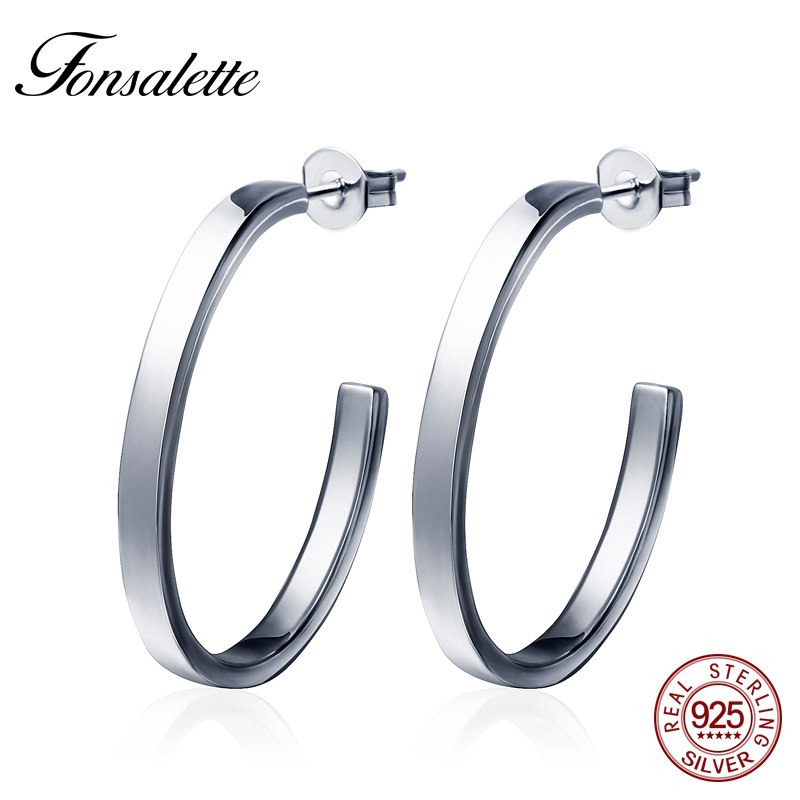 2020 Fashion Sterling Silver Women Circle Earrings Simple Big Round Hoop Earrings Zircon Loop Earring Brincos Jewelry Gift ZK30