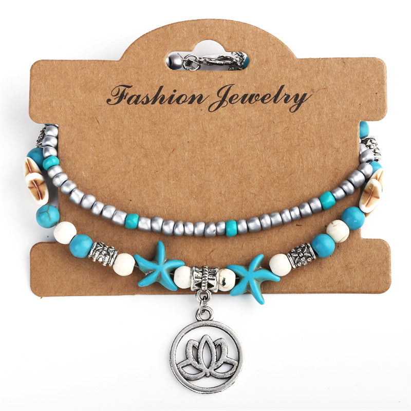 2020 Fashion Vintage Shell Anklet Beads Starfish Turtle Anklets For Women Handmade Sandal Statement Bracelet Foot Boho Jewelry