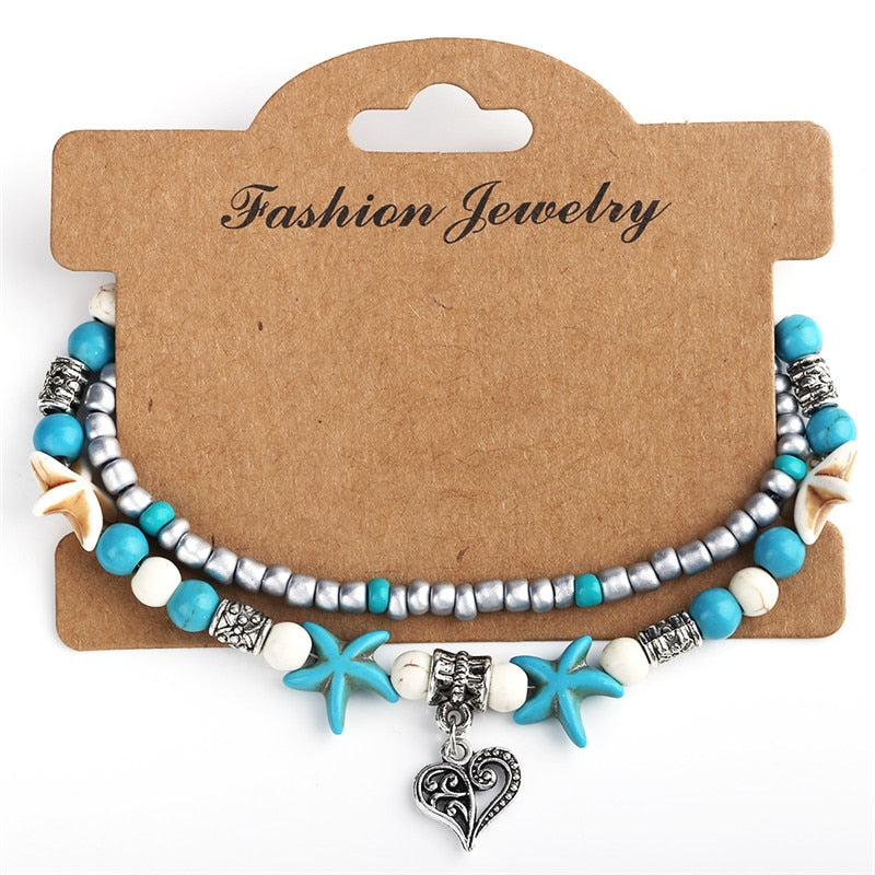 2020 Fashion Vintage Shell Anklet Beads Starfish Turtle Anklets For Women Handmade Sandal Statement Bracelet Foot Boho Jewelry
