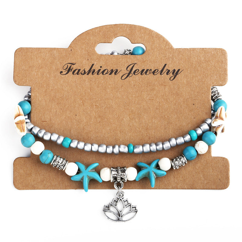 2020 Fashion Vintage Shell Anklet Beads Starfish Turtle Anklets For Women Handmade Sandal Statement Bracelet Foot Boho Jewelry